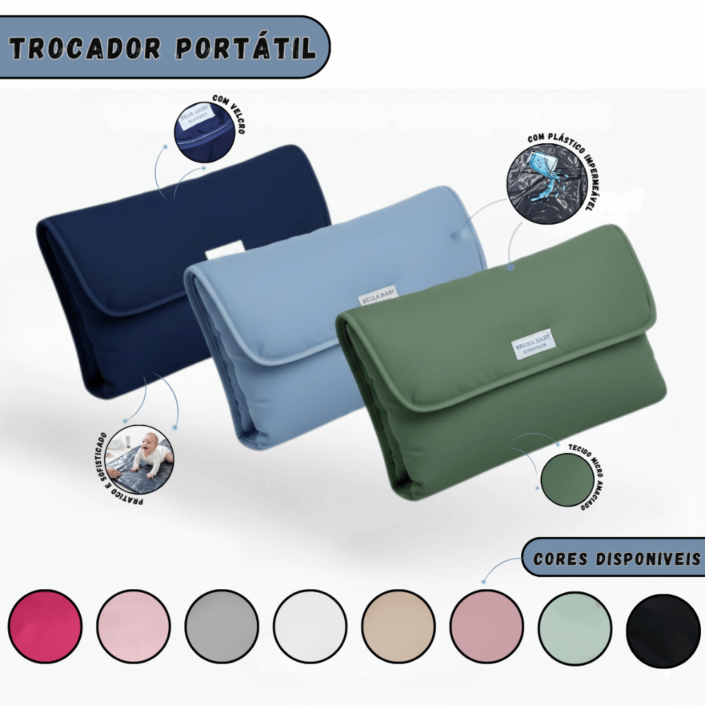 Trocador Portátil Bolsa Para Bebê Impermeável e Dobrável Várias Cores em Oferta na Shopee