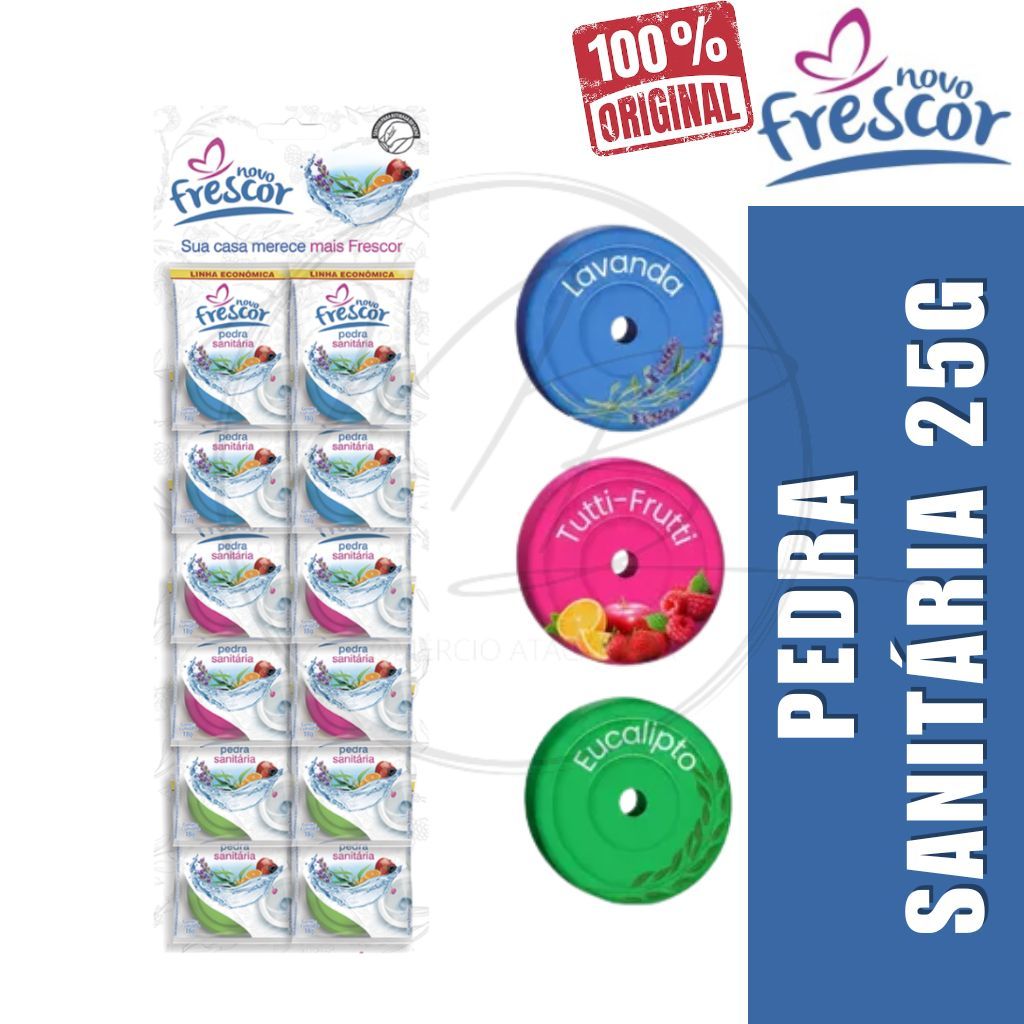 Pedra Sanitária 25g Cartela com 12 Unds Cada. Pedra Sanitaria Novo Frescor
