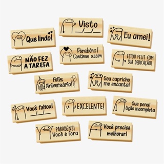 Kit Carimbo Pedagógico Personalizado 1,5x4cm com Nome do Professor Artesanal Madeira Flork Meme Bento Professor em Oferta na Shopee