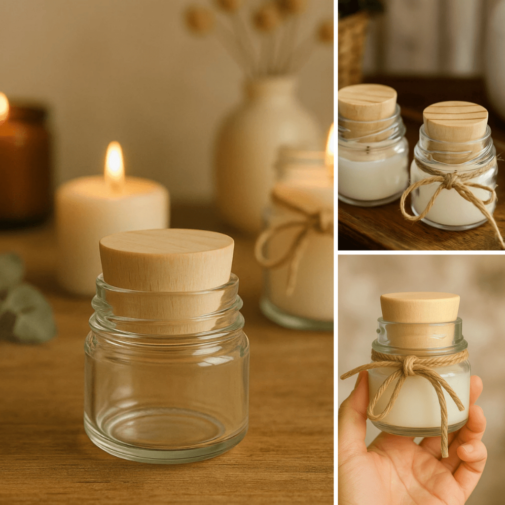 Kit 100 Mini Potinhos de Vidro 40ml Tampa Rolha Madeira Festas Lembrancinhas Mini Velas Artesanato em Oferta na Shopee