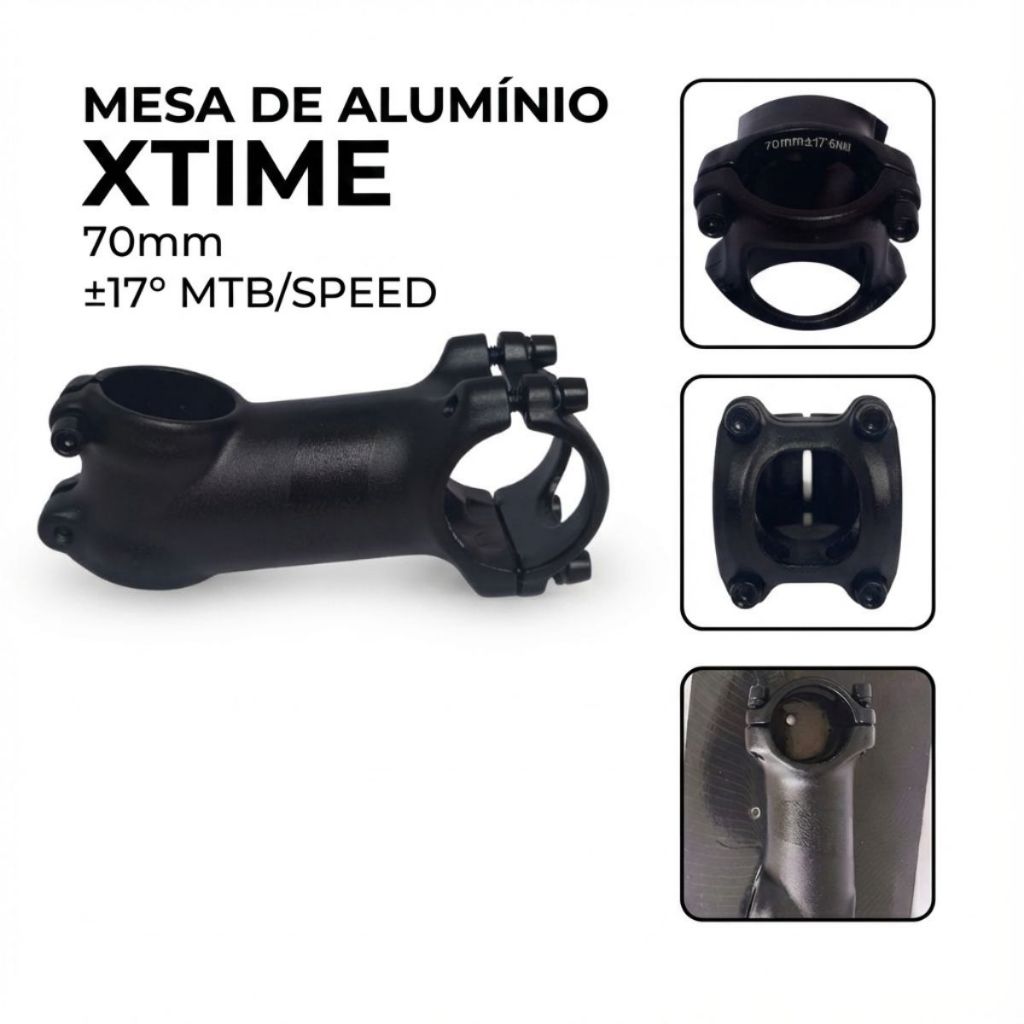 Mesa Avanço Suporte Alumínio Tsw  Xtime Leve 31.8mm x 70mm 17° Para MTB Speed – Ahead Set
