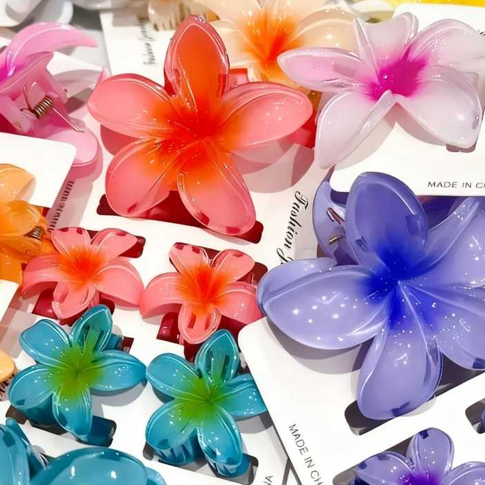 Kit 3 Presilhas Flor Havaiana Feminina – Piranha Garra de Cabelo Acessório Floral em Oferta na Shopee
