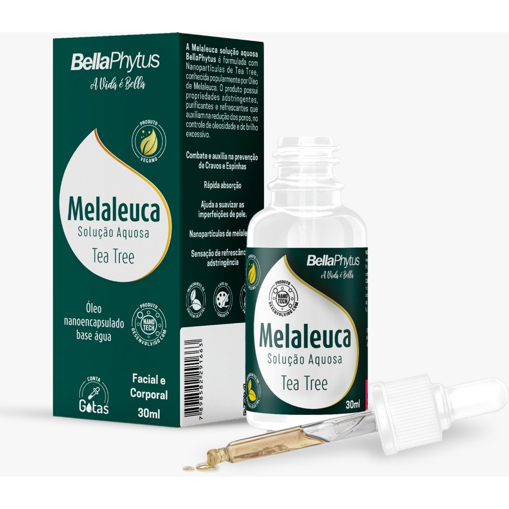 Melaleuca Solução Aquosa Tea Tree 30ml BellaPhytus  Nano Tech - Adstringente Facial Corporal