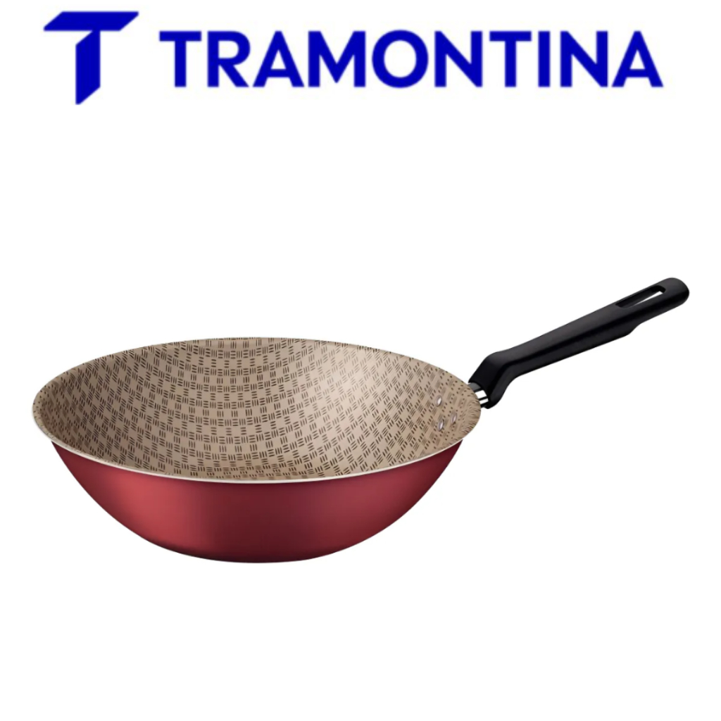 Frigideira Wok Grande 3,6 L Tramontina Loreto 28cm Em Alumínio Vermelho