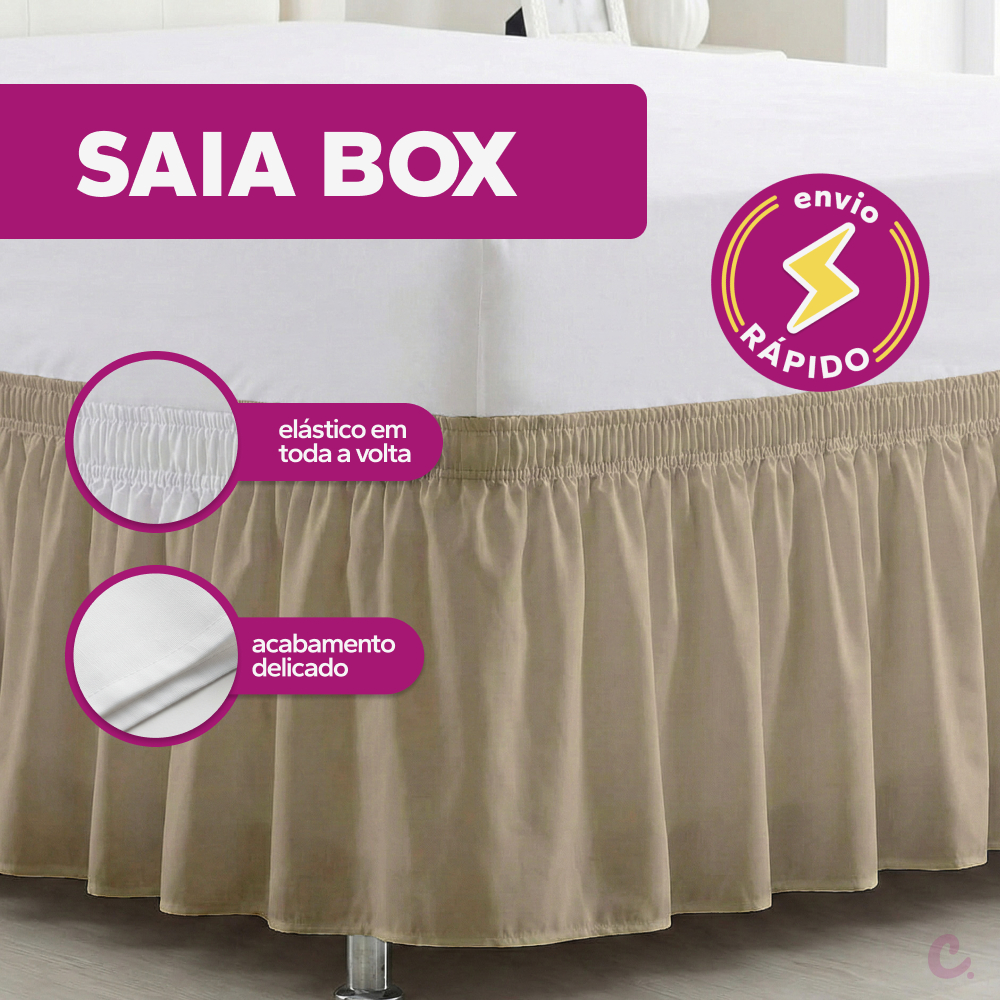 Saia Box Para Cama Colchão Casal, Queen e King Microfibra 170 Fios Com Elastico