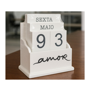 Calendário Permanente Decorativo de Mesa Elegante Suporte e Bloquinhos em Madeira em Oferta na Shopee