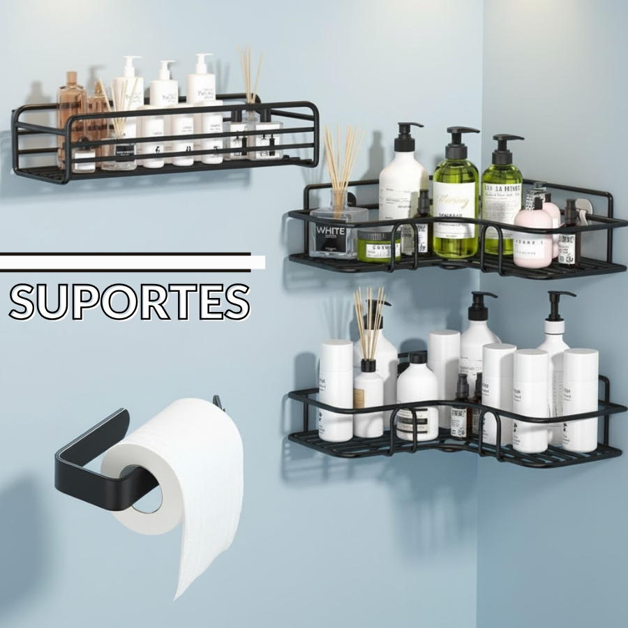 1/3/4 Suportes Multiuso De Metal Rack De Parede Banheiro Cozinha Prateleiras Para Shampoos em Oferta na Shopee