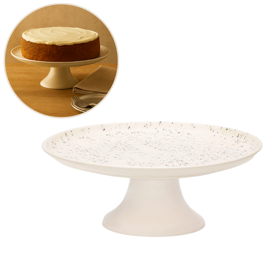 Boleira Prato Para Bolo Com Pé 26cm Oxford Cerâmica Flat Chuvisco em Oferta na Shopee