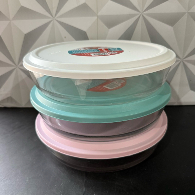 Travessa assadeira marinex de vidro redonda com tampa 2400ml para cozinha alimentos tigela grande geladeira saladeira