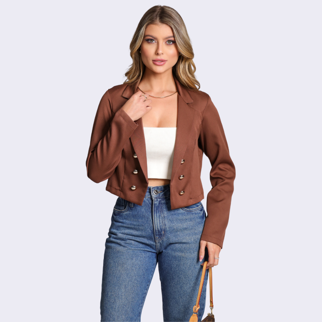 Blazer Feminino Curto Alfaiataria Curto Social Aberto Chic em Oferta na Shopee