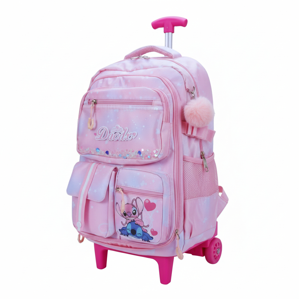 Mochila Escolar com Rodinhas e Carrinho Resistente – Conforto, Espaço e Qualidade Volta às Aulas em Oferta na Shopee
