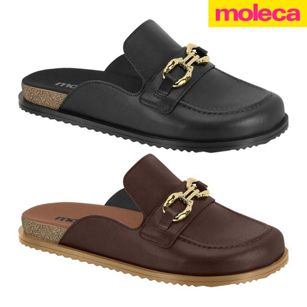 Mule Feminino Moleca Corrente Detalhe Dourado Confortável Original em Oferta na Shopee