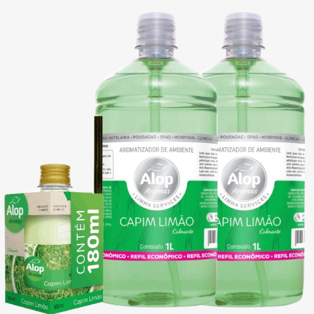 Aromas LAVANDA ou CAPIM LIMÃO 2 Litros  + 1 Difusor com Varetas 180ml para Casa