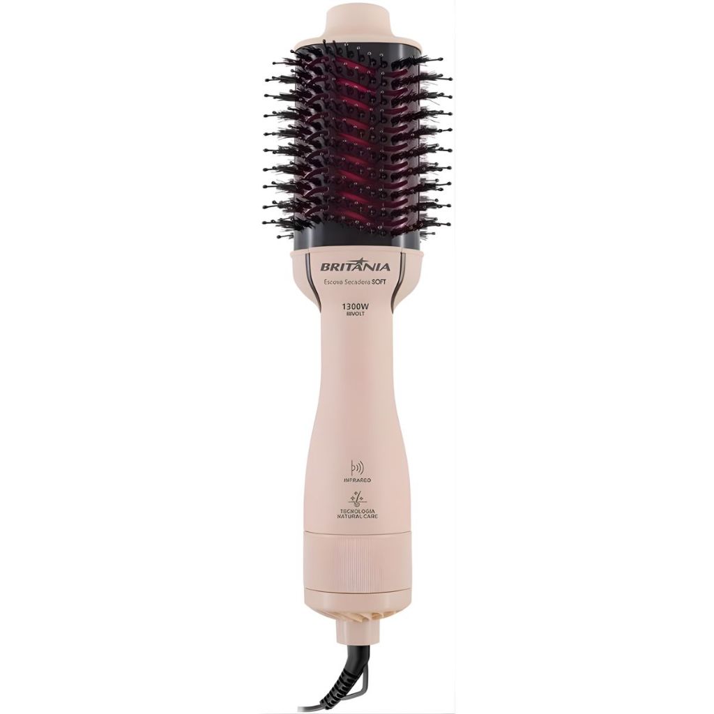 Escova Secadora Alisadora Modeladora Bivolt 4em1 Dá Volume Britânia Soft BEC07R 1300W Portátil 3Temp