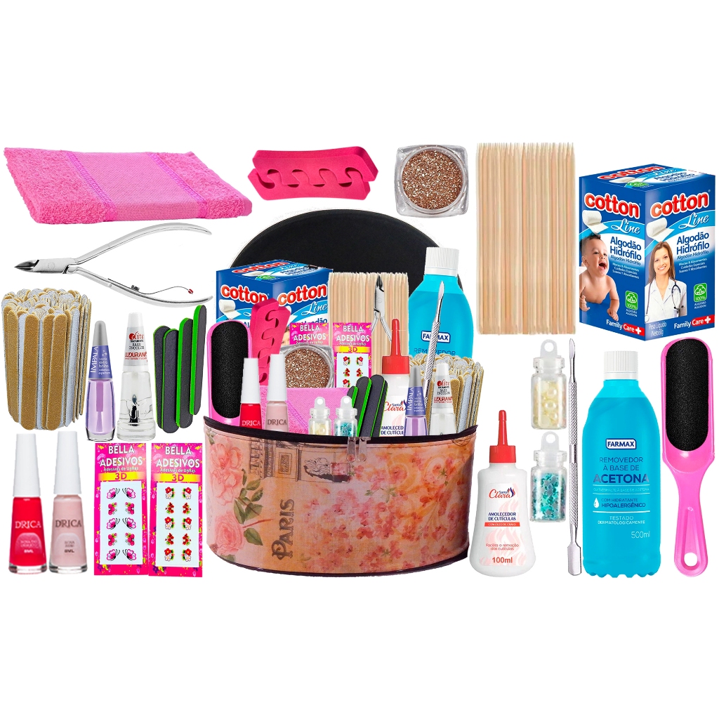 Kit Manicure Grande Completo + Maleta Profissional Ou Pessoal Nail Art Decoração Unhas Nail Design