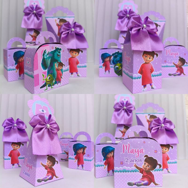 Kit Festa Tema Boo Monstros SA - PEGUE E MONTE - Caixinhas Personalizadas para Aniversário