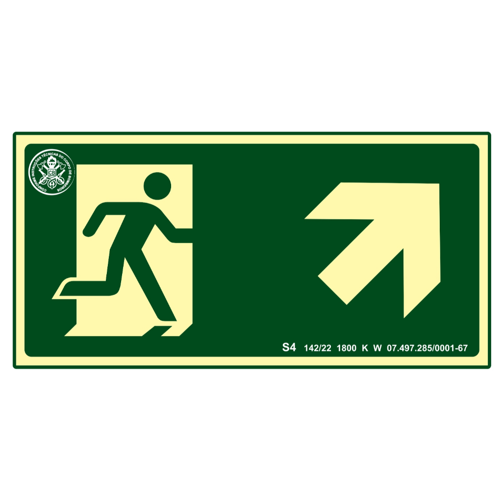 Placa de Sinalização Fotoluminescente Rampa Sobe Direita S4/ Rampa Sobe Esquerda S5