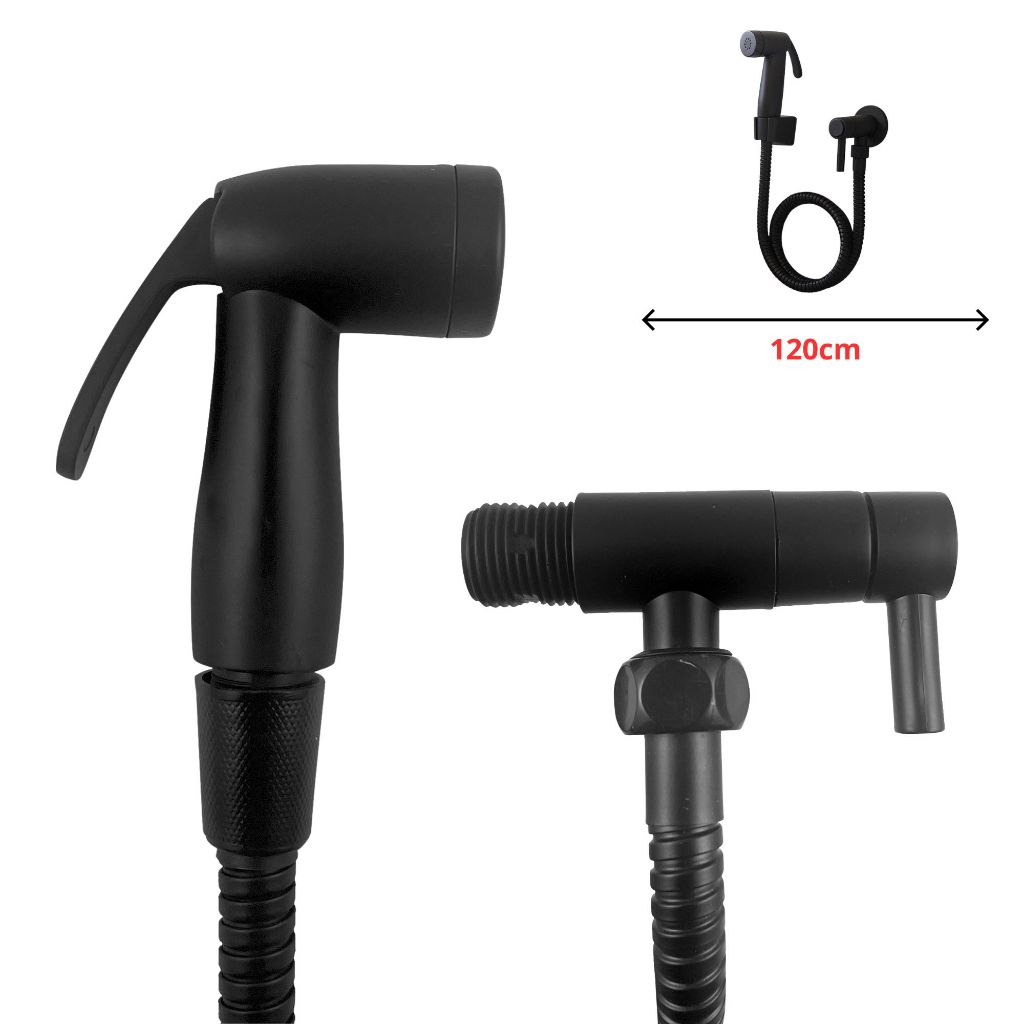 Ducha Higiênica Banheiro ABS Kit Completo Chuveirinho Íntimo com Acessórios Preto Fosco em Oferta na Shopee