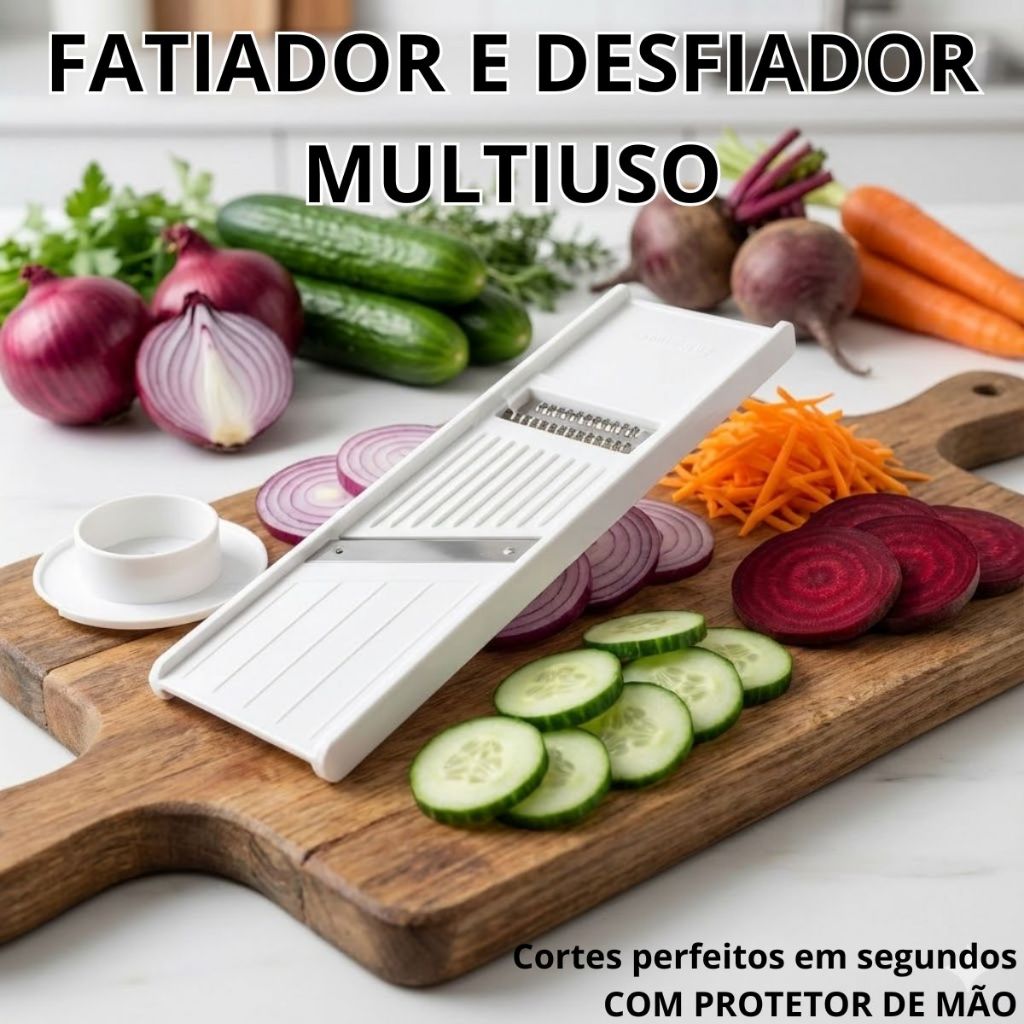 Fatiador De Legumes Mandoline Manual Ralador Desfiador Com Protetor De Mao Batata Chips