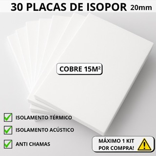 30 PLACAS DE EPS ISOPOR, PLACAS DE ISOPOR DE 20MM, TAMANHO 100X50X2CM ISOLAMENTO TÉRMICO E ACÚSTICO em Oferta na Shopee