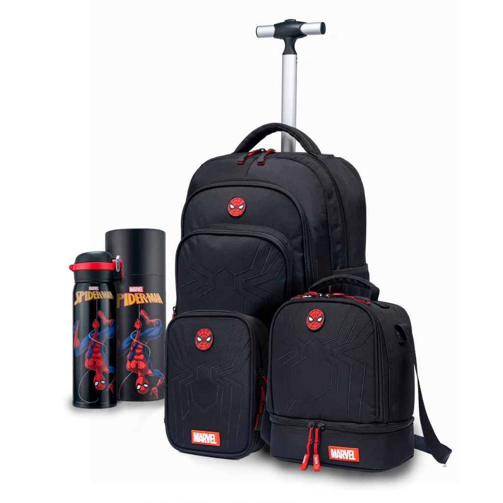 Kit Mochila Lancheira Estojo Garrafa Homem Aranha Masculino Escolar em Oferta na Shopee