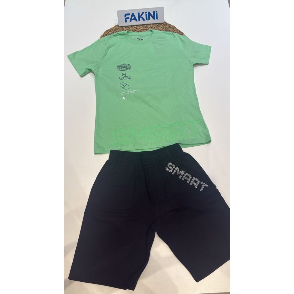 Conjunto Infantil Menino Fakini | Camiseta + Bermuda Moletinho Smart | Conforto | Tamanho: 8