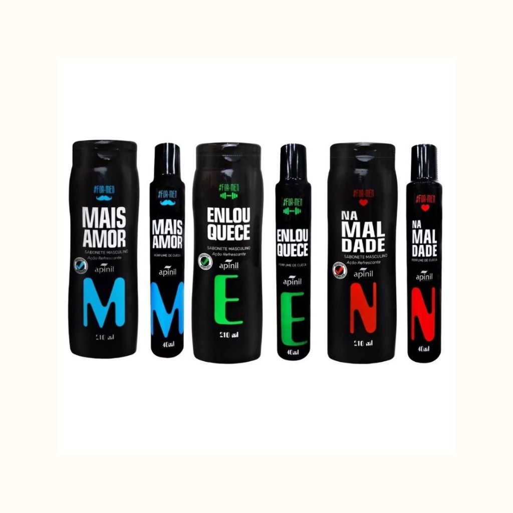 Kit 3 Pares Sabonete Íntimo + Perfume de Cueca Masculino Apinil Aromático Spray 40ml