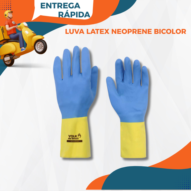 LUVA LATEX NEOPRENE BICOLOR SLIM VOLK CA 37900 / LDI SAFETY CA 50112