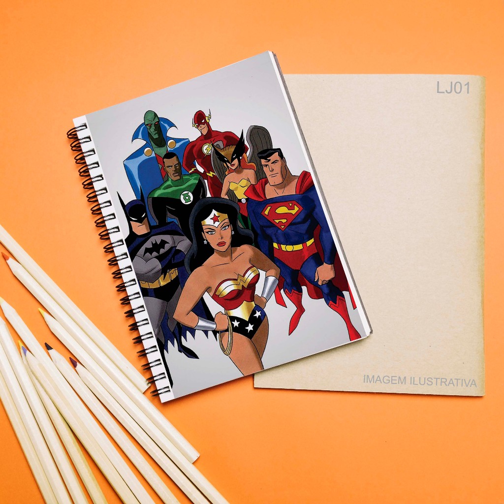 KIT 2 Adesivos para Capa de Caderno Liga da Justiça (16x24cm) Capa Personalizada