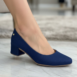 apato Social Feminino Feminina Scarpin Scarpan Salto Médio Alto Bloco Bico Fino Confortável ref.040 em Oferta na Shopee