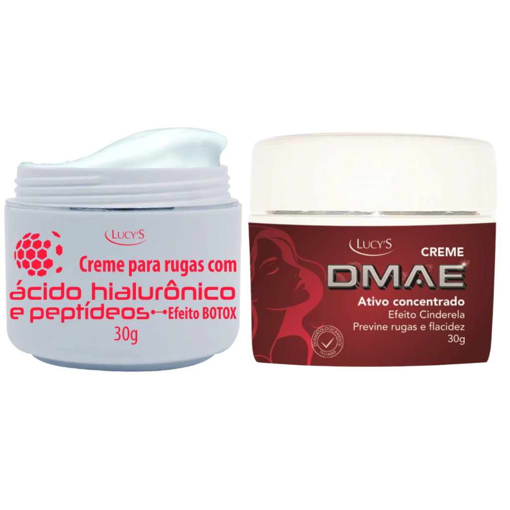 Kit Anti-idade: Creme Anti Rugas Ácido Hialurônico 30g + Creme Dmae Anti Rugas E Flacidez 30g