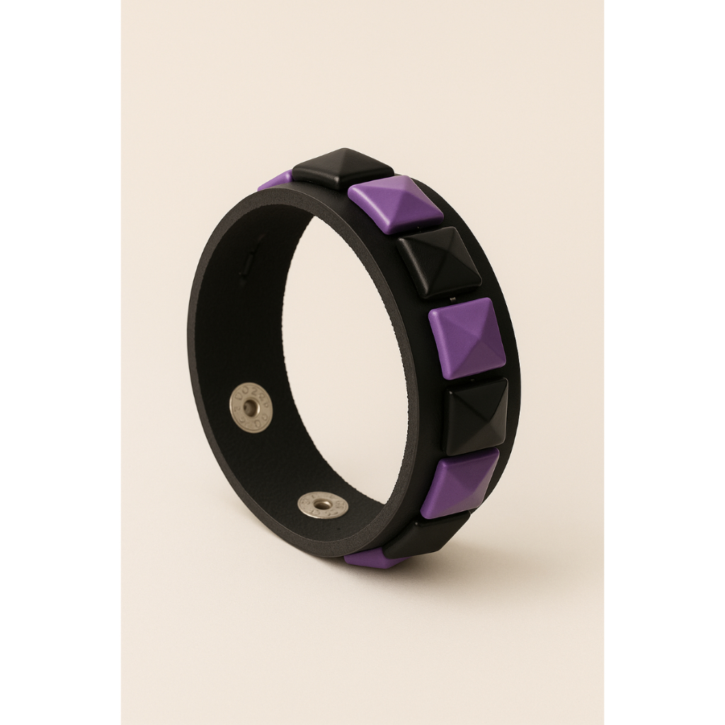 Pulseira Bracelete  Piramide Scene 1 Carreira Roxo e Preto Emo Rock em Oferta na Shopee