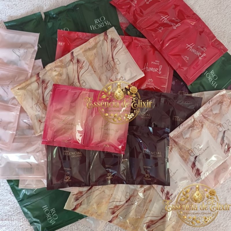 Kit 20, 50, 100 Perfumes Natura 1ml, Flaconete, Feminino ou Masculino, Sachê Lacrado Original em Oferta na Shopee