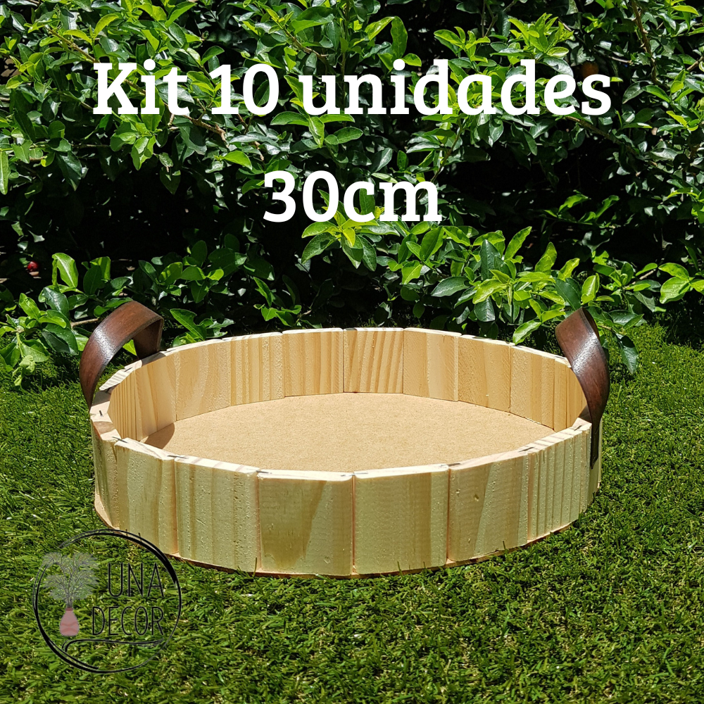 Kit 10 Cestas Bandejas Madeira 30cm - Decoração,Organização,Cesta Café da Manhã,Chocolates,Kit Spa