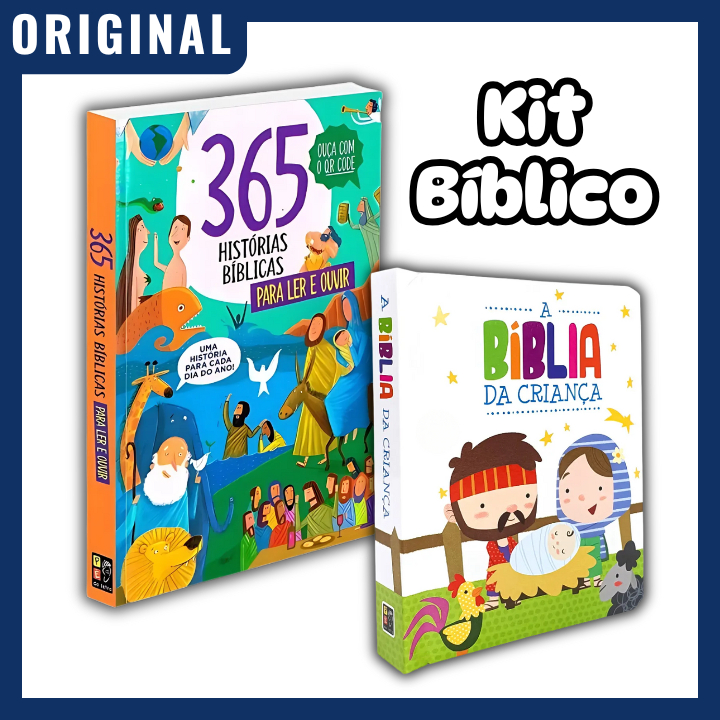 Kit Infantil Bíblico - 1 ou 2 Livros de Histórias da Bíblia para Crianças - Cristão e Educativo