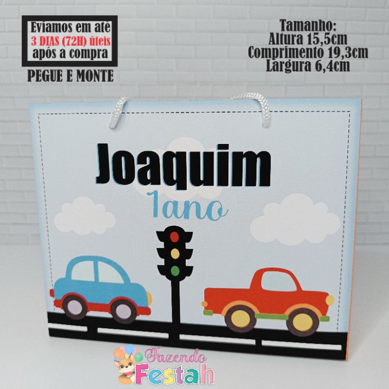 Sacolinha(M) CARRINHOS personalizada - lembrancinha de festa - aniversário - sacolinha surpresa