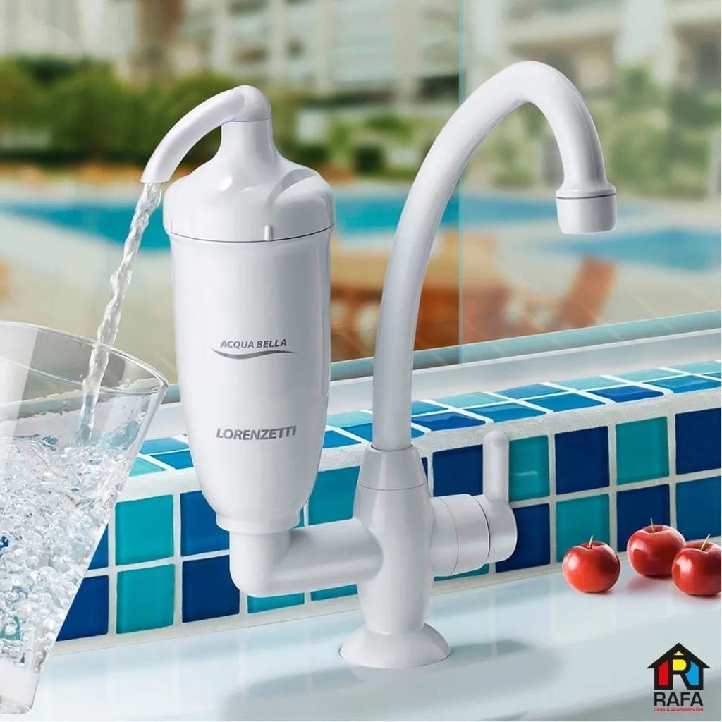 Torneira De Mesa E Bancada Cozinha Com Filtro Purificador  Gourmet Na Cor Branco Brilhante