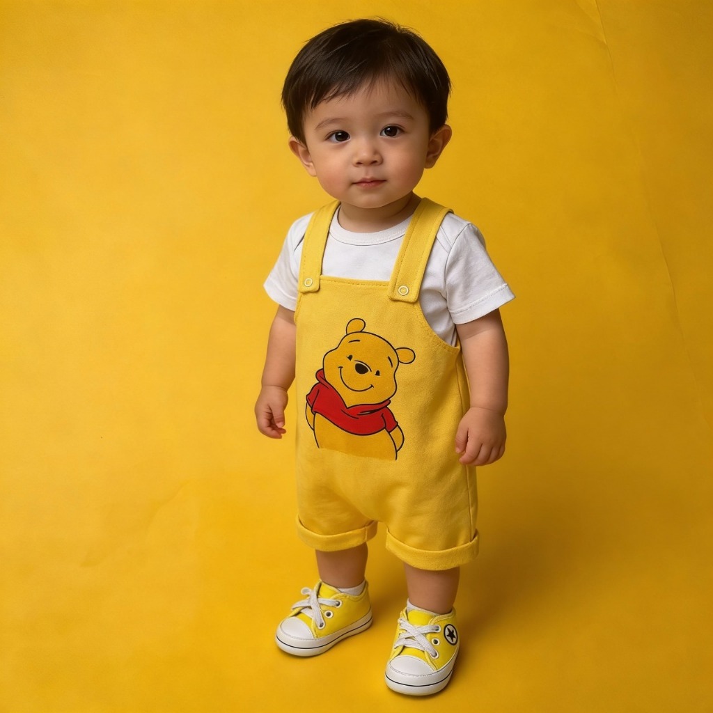 Jardineira Pooh, roupa de bebe, Infantil, menino, menina, Unissex em Oferta na Shopee