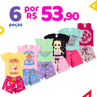 Roupa Infantil Menina Kit 6 Peças Verão 1 ao 16 Conjunto Feminino Criança Pronta Entrega em Oferta na Shopee