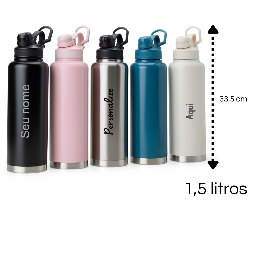 Garrafa Térmica 1,5 Litros personalizada grande parede dupla com alça em Oferta na Shopee