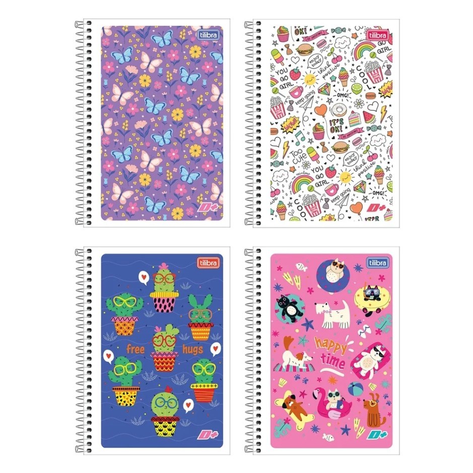 Caderno Espiral Tilibra 1/4 Capa Flexível Mais+ 96 Folhas - Embalagem com 10 Unidades (Sortidos)