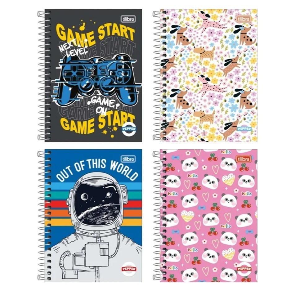Caderno Espiral Tilibra 1/4 Capa Dura Flexível Pepper 80 Folhas - Embalagem com 6 Unidades em Oferta na Shopee