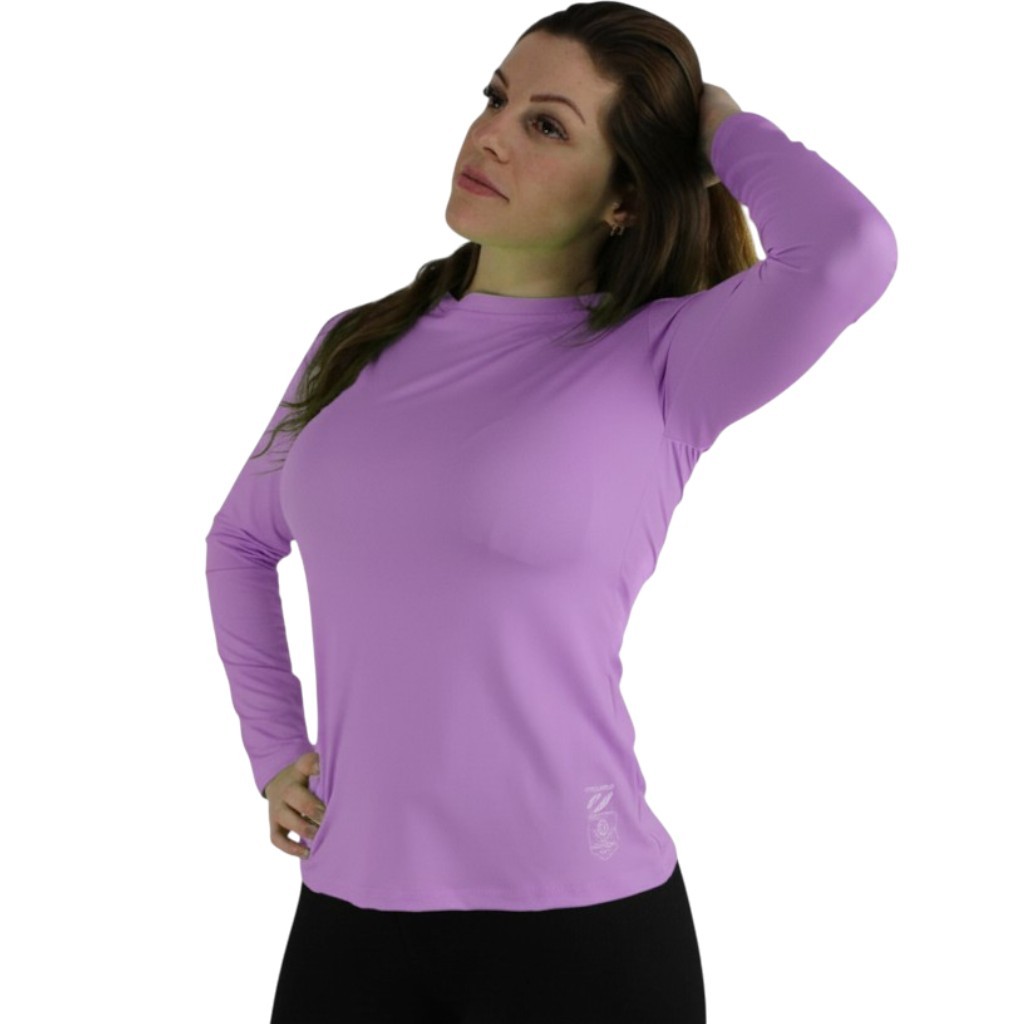 Camiseta Manga longa Feminina Plus Size UV50 Proteção Solar Térmica Praia Piscina Academia Esporte