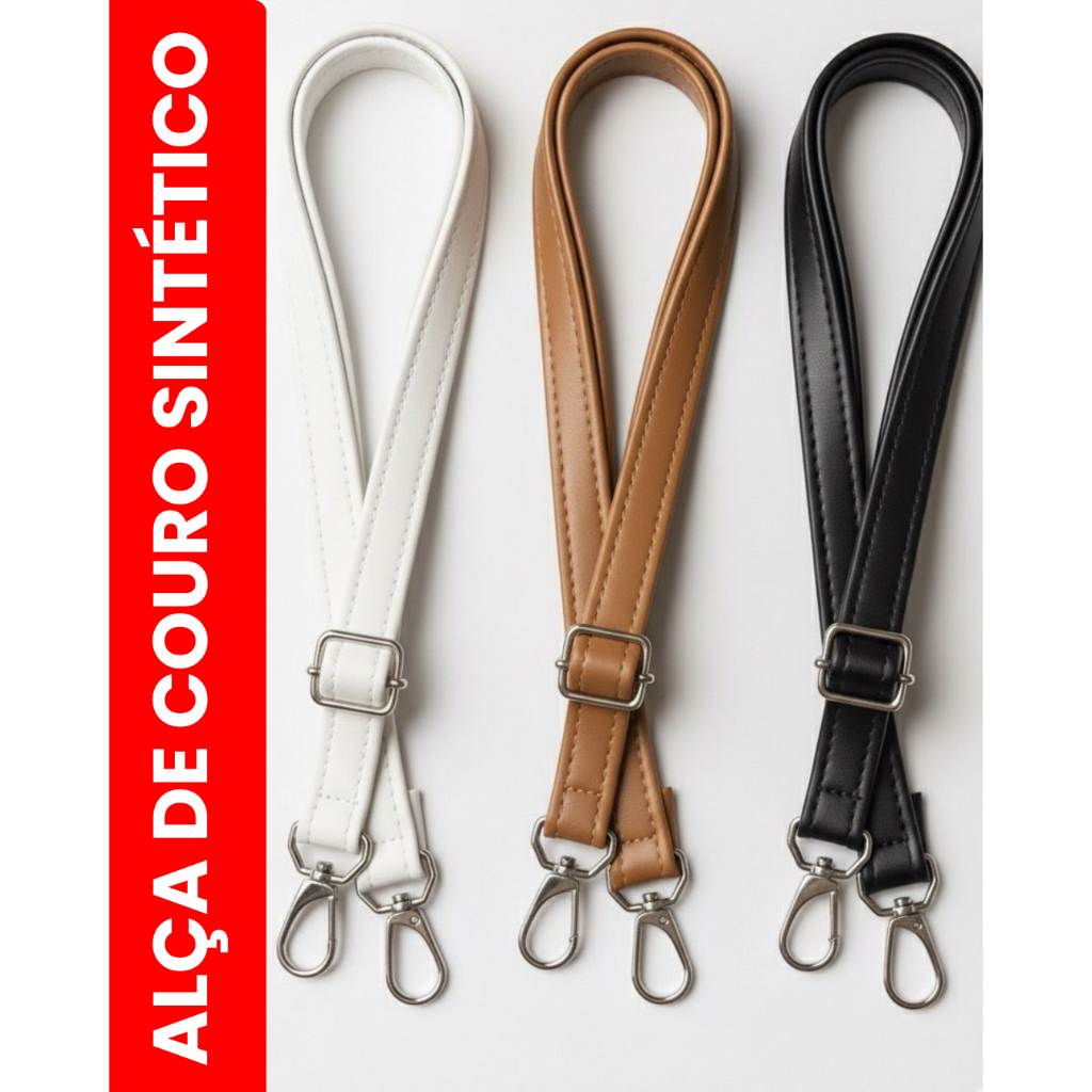 Alça Transversal De Couro Sintético Para Bolsas Tira Colo Ajustável Bolsa Feminina Artesanal Resistente Com Mosquetão