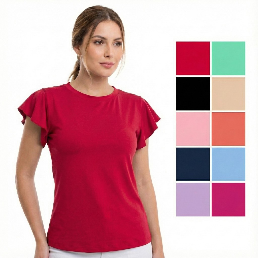 Kit Blusa Feminina Estilosa Malha Suede Manga Japonesa Flare Moda Evangélica Social Básica
