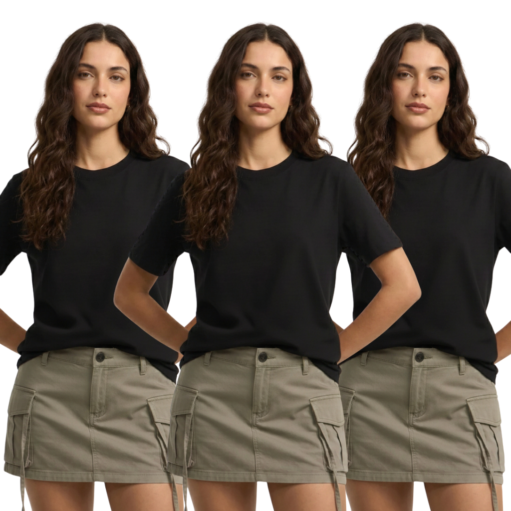 Kit 3 Camisetas iguais Básicas Lisas Estilosas 100% Algodão T Shirt Envio Imediato