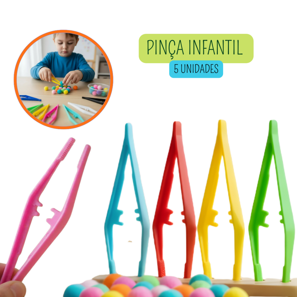 Kit com 5 Pinças Pedagógicas – Coordenação Motora Fina, Preensão e Escrita Infantil, pinça educativa