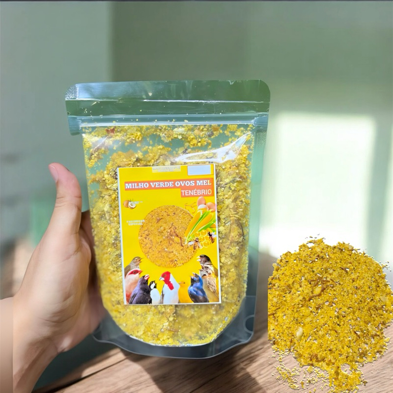 Farinhada Nutritiva para Pássaros - Milho Verde, Tenébrio, Ovos e Mel 150g (azulão, corrupião, Campina, Curió, Coleiro)