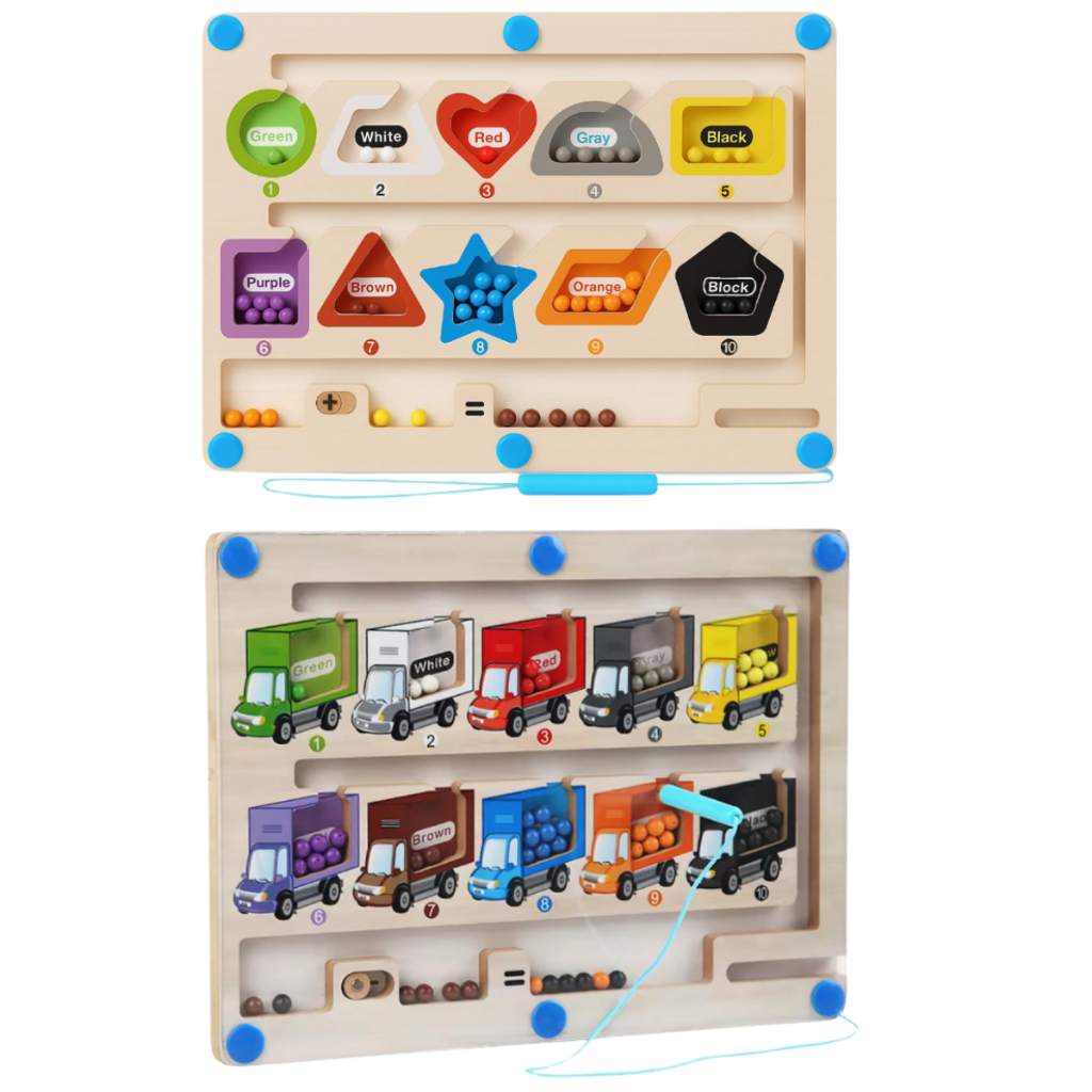 Labirinto Magnético Infantil Montessori de Madeira – Brinquedo Educativo Números e Cores em Oferta na Shopee