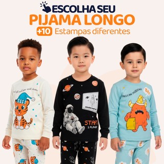 Pijama Infantil Menino Manga Longa Escolha Seu Modelo, com Estampas Fofas e Conforto Infa…